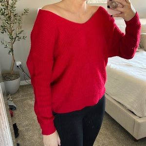 Red knit sweater